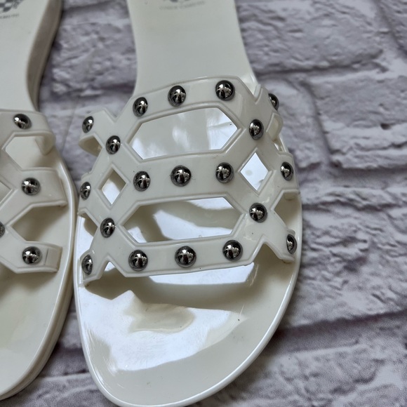 Vince Camuto white & silver studded sandals - Picture 3 of 5